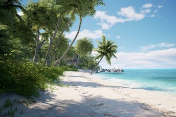 beach with trees, Generative AI