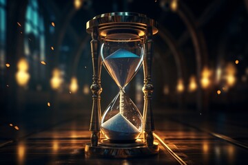 hourglass on a black background, Generative AI