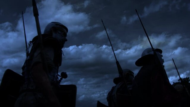 Group of Epic Armies Troop of Historical Gladiators in Uniform Going to War