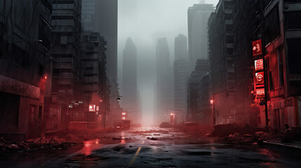 Futuristic Cityscape Overrun by a Mysterious Virus - obrazy, fototapety, plakaty