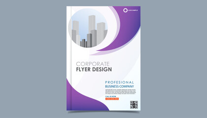 Business flyer layout template in A4  size. Modern Brochure template cover design, annual report, poster with geometric and wavy  lines for business promotion on white background, vector illustration

