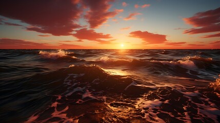 Golden Ripples: Mesmerizing Ocean Waves Kissing the Sun's Last Light