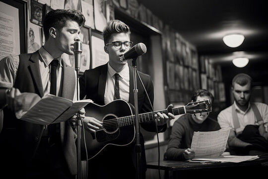 Step into the 1960s: Coffeehouse Poetry Reading with Beatniks and Poets, A Vintage Cultural Gathering for Literary Expression
