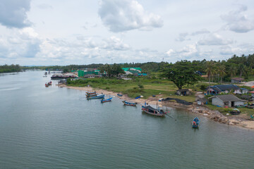 Aerial view of clear blue turquoise seawater, Andaman sea in Phuket island in summer season, Thailand. Water in ocean pattern texture wallpaper background.