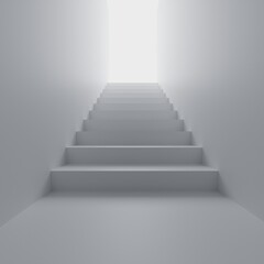 3d illustration mockup white stair 