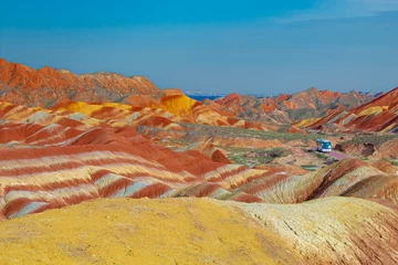 Photo sur Plexiglas Zhangye Danxia Fantastic View of Rainbow Mountains Geological Park