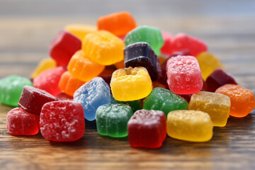 AI Generate A collection of chewy and fruity Fruit Gushers Candie - obrazy, fototapety, plakaty