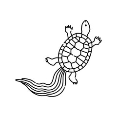 亀の和風イラスト（線画）