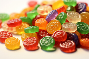 AI Generate A collection of chewy and fruity Fruit Gushers Candie - obrazy, fototapety, plakaty