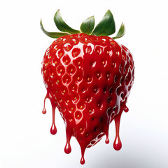 strawberry dripping on white background