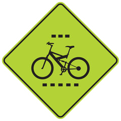 cruce de  ciclistas, icono, vector, símbolo, silueta, ilustración, señal de prevención, señal color verde, pictograma, rombo, preventivo, señales, imagen, indicar, norma, normatividad, anuncio