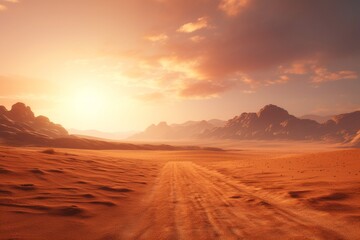 Fototapeta premium sunset in the desert, Generative AI