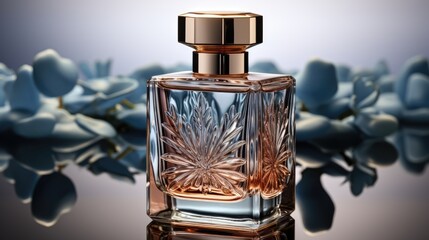 elegant perfume bottle with roses
