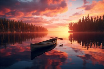 sunset on the lake, Generative AI