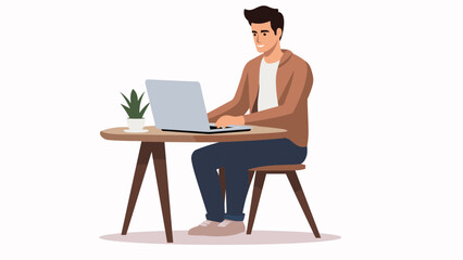 The man working at office. Vector flat illustration