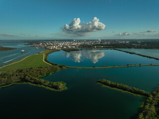 Aerial view of Baytown, Texas USA