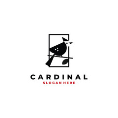 red cardinal bird modern logo vector