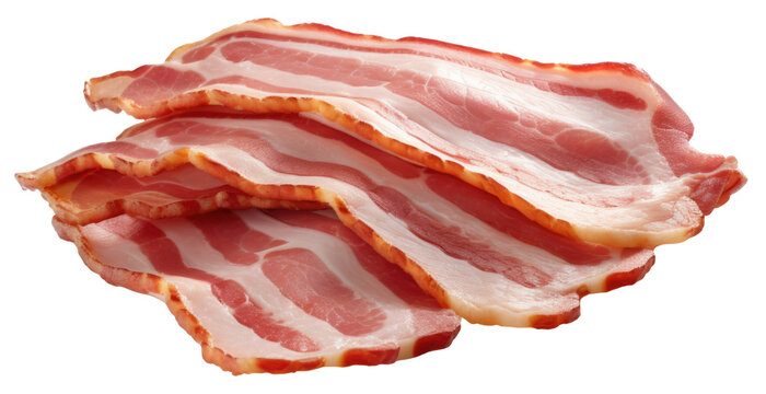 Raw bacon strips isolated.