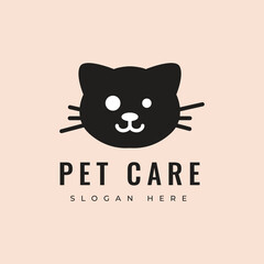 animal cat mammal character pet shop veteranian logo design vector graphic illustration