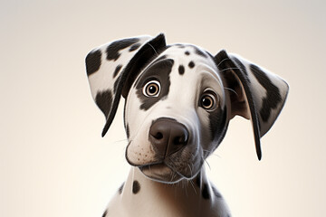 Great Dane on a white background closeup. Adorable animal portrait. Generated by generative AI. - obrazy, fototapety, plakaty