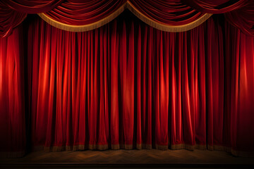 Red curtain performance stage.