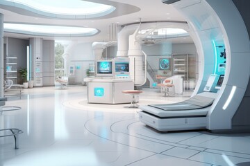hospital corridor in hospital, Generative AI