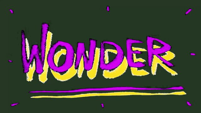 Background loop with the word wonder on it bright colors and traditional motion