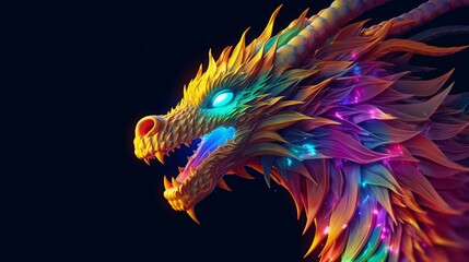 design for graphic of a gorgeous dragon on solid backg.Generative AI