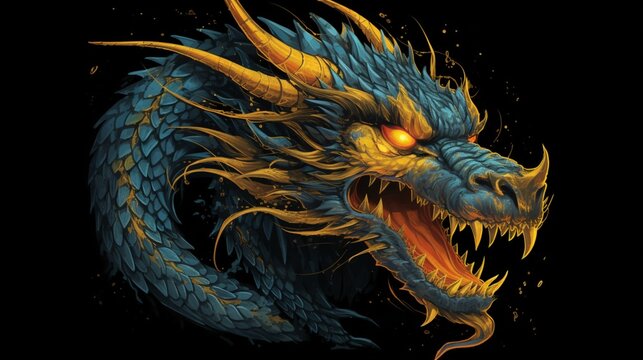 Dragon dragon tattoo illustration.Generative AI
