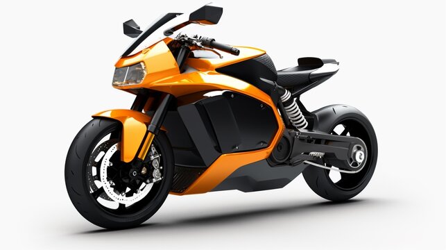 Electric motorcycle realistic isolated 8k white background.Generative AI