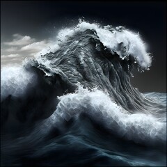 ocean waves photo by nikon canon highly detailed realistic turmoil foam splash epic dynamic  - obrazy, fototapety, plakaty
