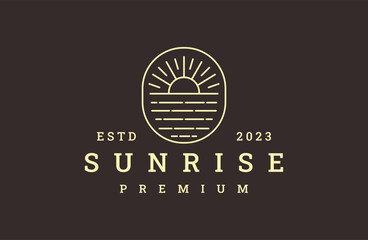 Sunrise logo vector icon illustration hipster vintage retro