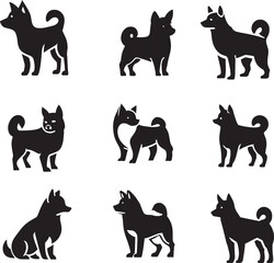 Korean Jindo Dog vector silhouette illustration