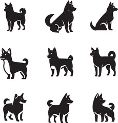 Korean Jindo Dog vector silhouette illustration