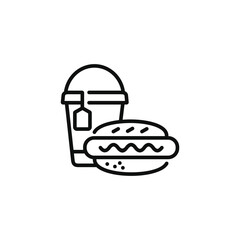Hot dog and drink line icon. Fast food line icon isolated on white background