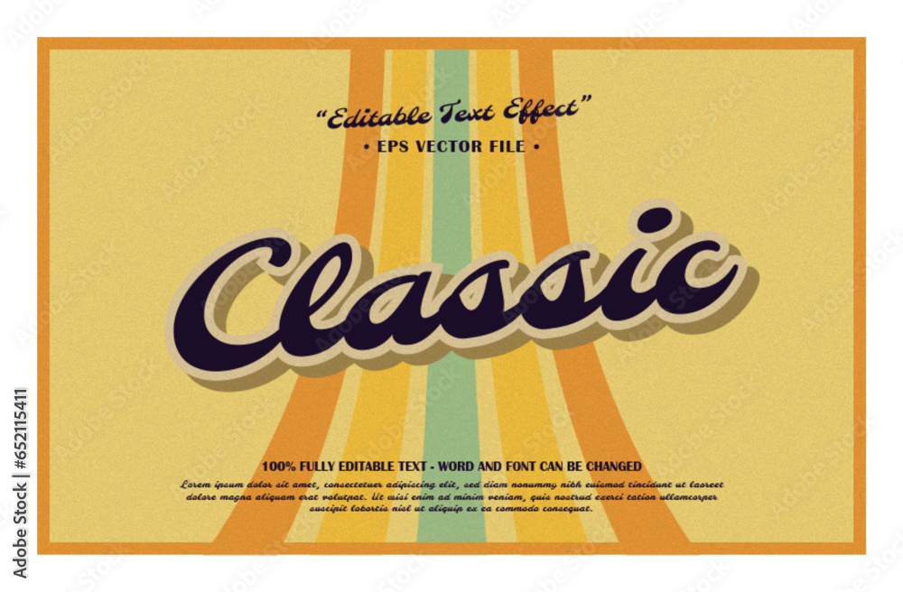 Poster retro classic editable text effect template vector