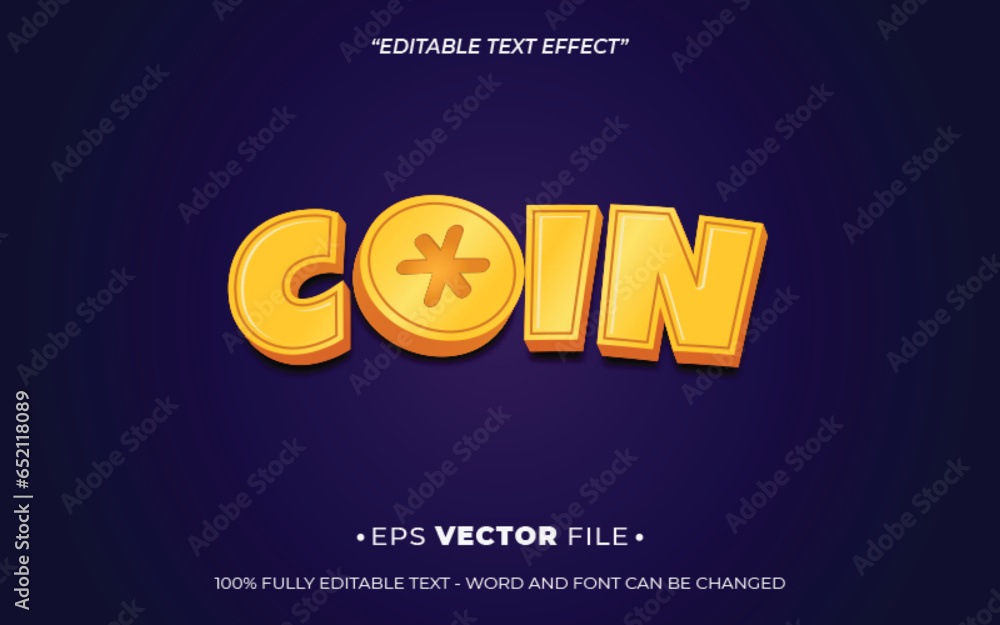 Poster coin editable text effect vector template