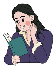 Portrait of smiling woman reading book