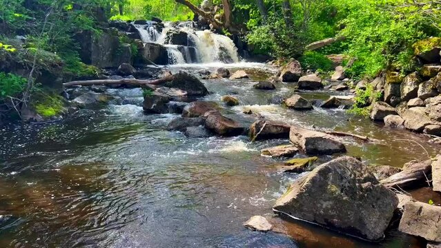 Waterfall Hallamoella in Simrishamn community, Scania, Sweden, Scandinavia, Europe