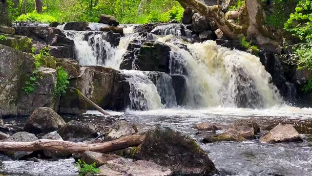 Waterfall Hallamoella in Simrishamn community, Scania, Sweden, Scandinavia, Europe