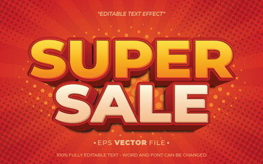 Super sale editable 3d text effect vector  template use for business brand,flyer and advertising  social media