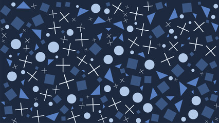 seamless Shapes pattern on blue background. perfect to print on fabric and papar wrapper