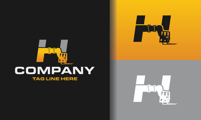letter H Forklift Hydraulic construction logo