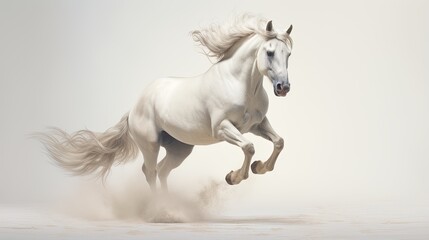 Obraz na płótnie Canvas Image of a lonely white horse on a white background.