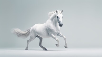 Image of a lonely white horse on a white background.