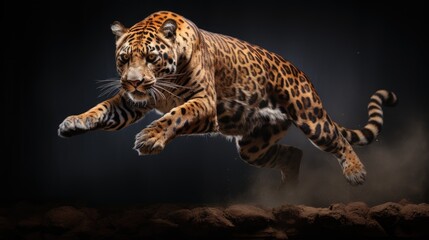 Fototapeta na wymiar jaguar in the black background