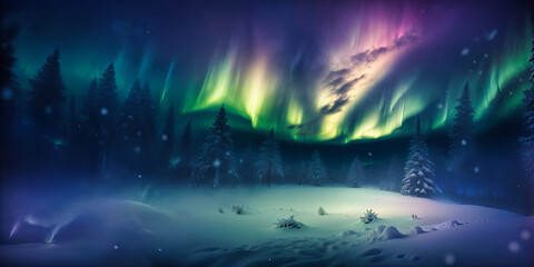 Northern Lights above the forest