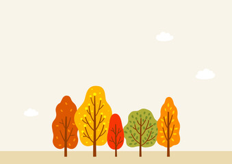 Autumn trees forest landscape background.