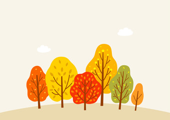 Autumn trees forest landscape background.