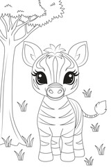 Coloring page a baby zebra
